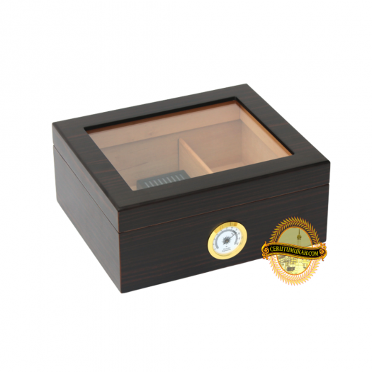 THE ELEGANT GLASSTOP HUMIDOR 50CT DARK BROWN