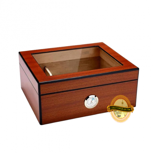 THE ELEGANT GLASSTOP HUMIDOR 50CT WOOD GRAIN