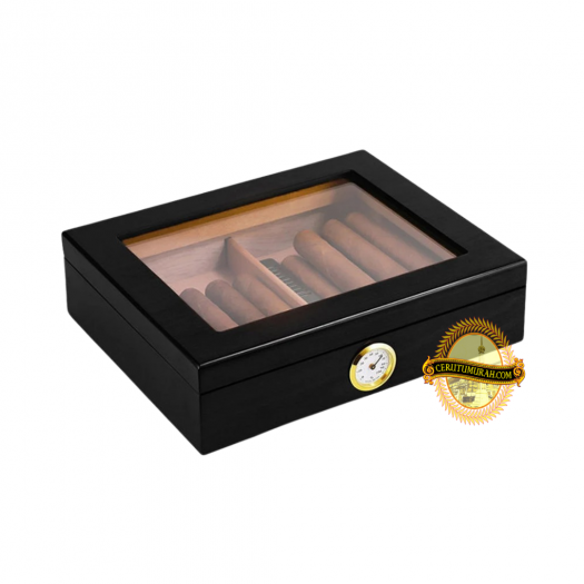 THE TRAVELER GLASSTOP HUMIDOR BLACK 20CT