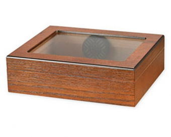 Travel Glasstop Humidor 20ct - Light Walnut HUM-TR20G-W	